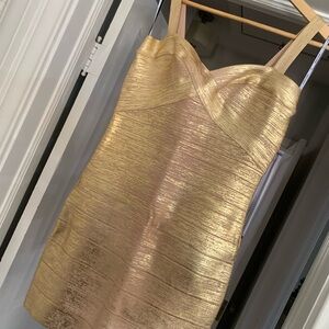 Herve Leger Gold Mini Dress